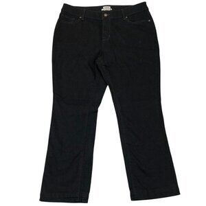 L.L.Bean Womens Pants Size 14P Black Favorite Fit Straight Leg Casual High Rise